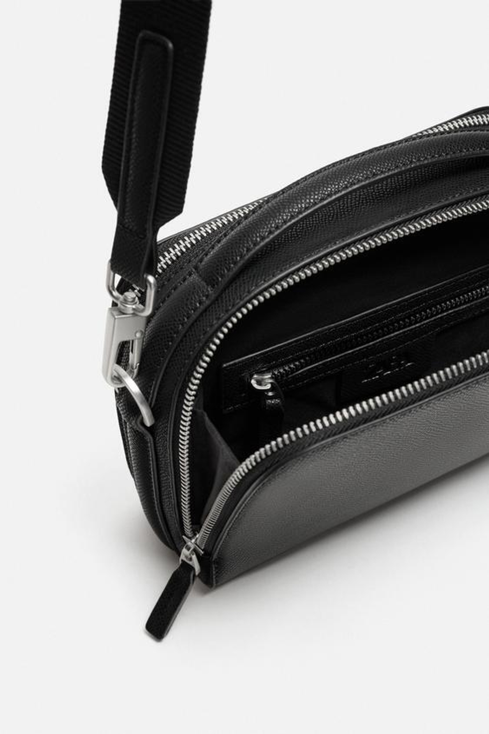 ZARA СУМКА С ТЕКСТУРОЙ, ЧЕРНЫЙ