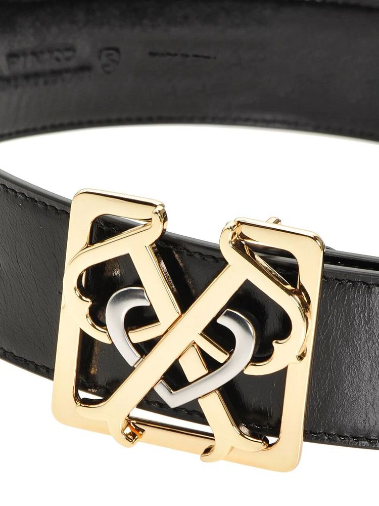 LEATHER LOGO BELT - black / M (95 см)- M (95 см)