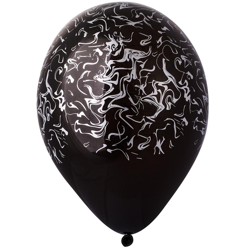 Шар латексный 35см Мрамор (Черный)