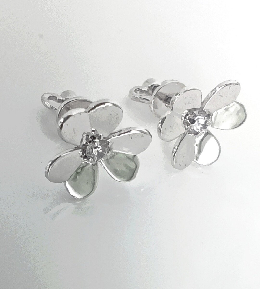 Серьги-пусеты "Эстерелла", родированные, серебро 925 проба, с фианитами/Ф