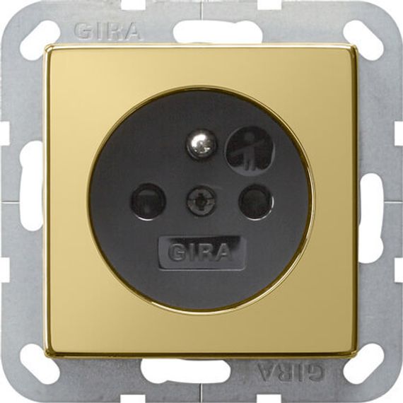 Розетка Gira System 55 Schuko с/з 16A 250V безвинтовой зажим латунь/черный 0188604