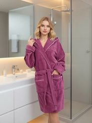 Халат женский махровый фиолетовый AYKA HOME