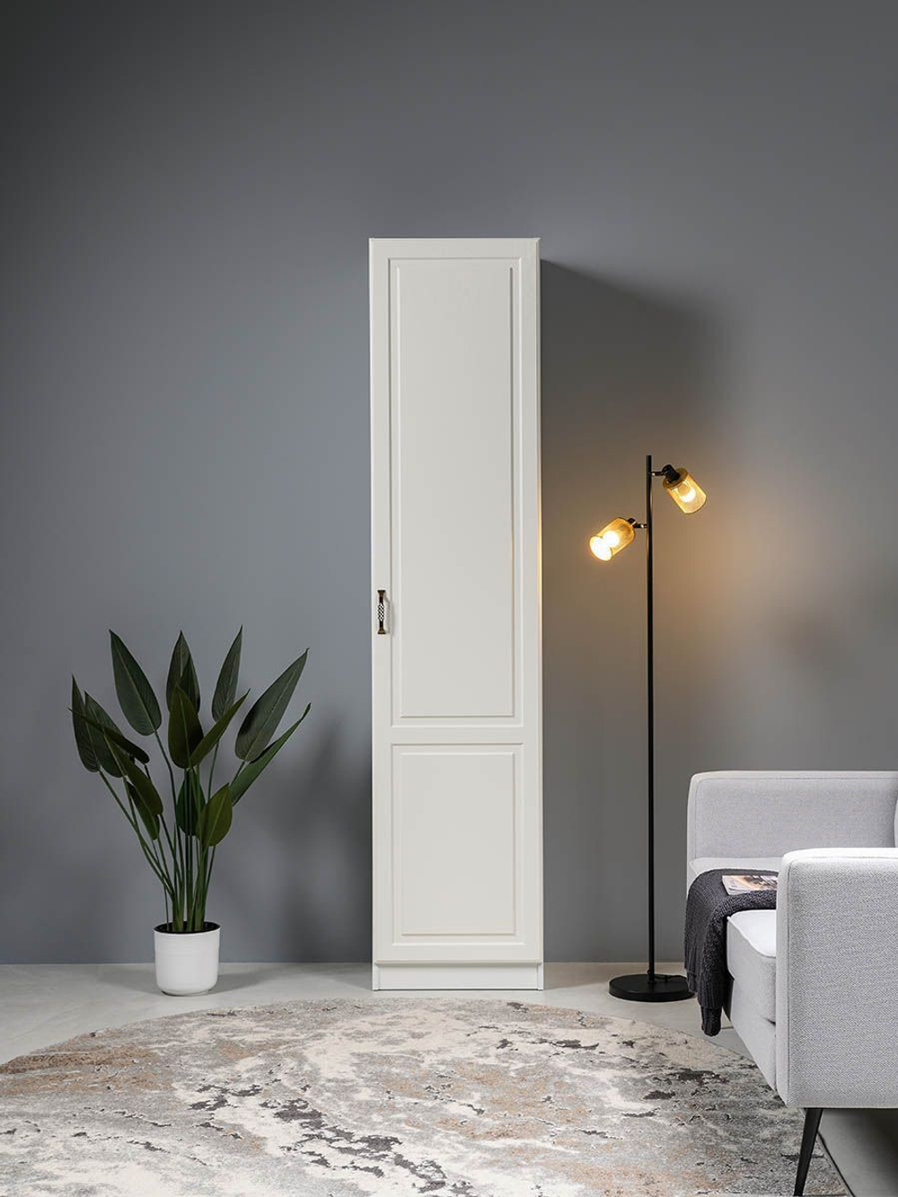 Ливерпуль Шкаф - пенал Белый/Ясень ваниль