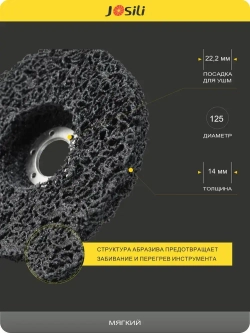 Диски коралловые шлифовальные Josili стандартные 3 шт., 125мм, зачистные круги для УШМ/болгарки