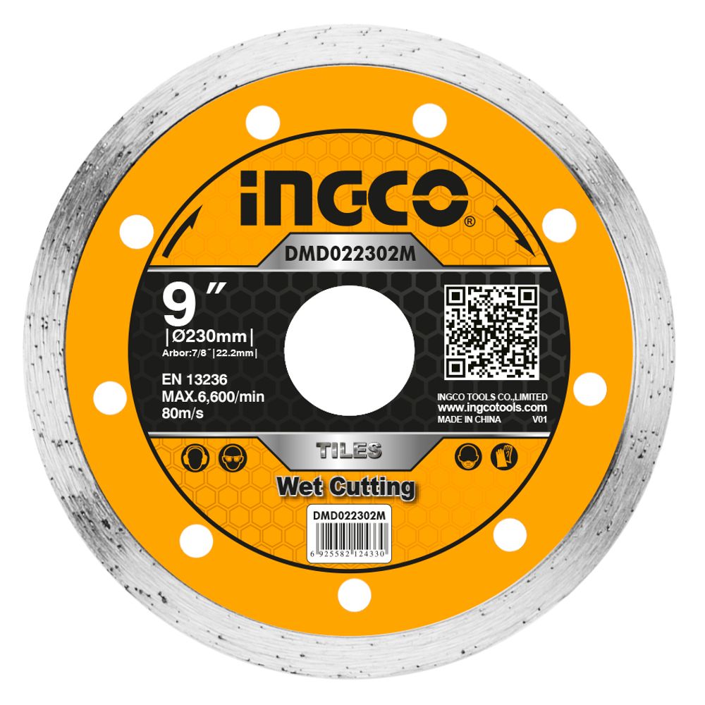 Диск алмазный сплошной по керамике 230х5х2,5х22мм INGCO DMD022302M