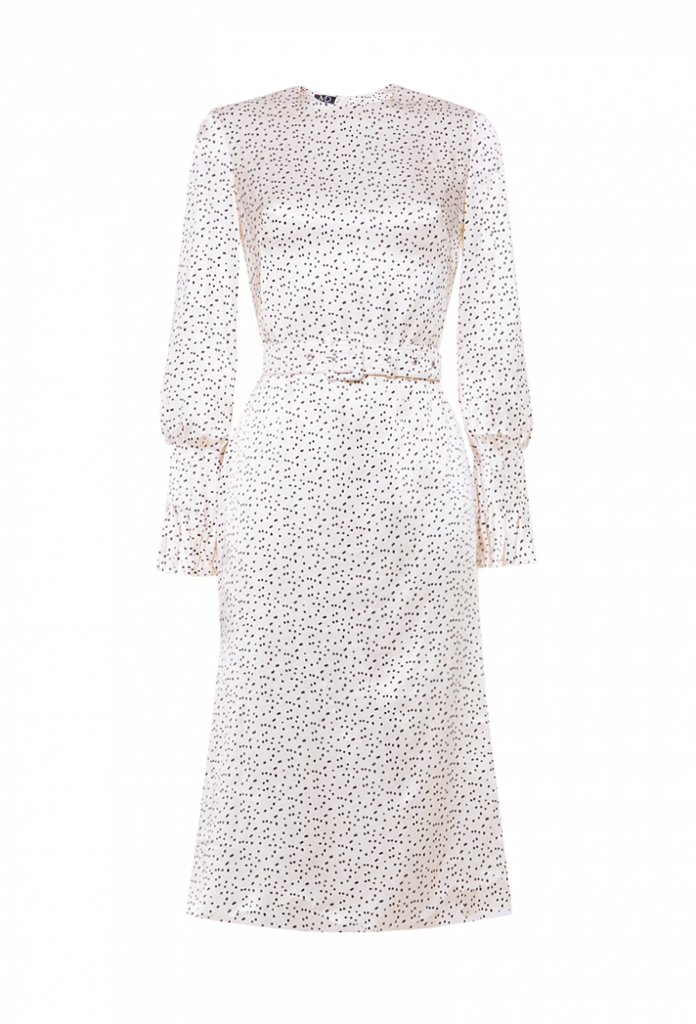 Платье шёлковое, юбка-годе белое с черным рисунком 04-04-22 SS