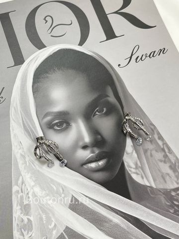 Серьги серебристые бантики с подвесками