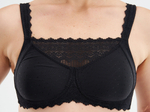 Бюстгальтер ортопедический после мастэктомии с манишкой Amoena Dana без косточек, черный, 90B
