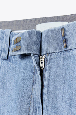 ZARA ДЖИНСЫ Z1975 WIDE LEG С ВЫСОКОЙ ПОСАДКОЙ И ЗАЩИПАМИ, ВЫЦВЕТШИЙ СИНИЙ