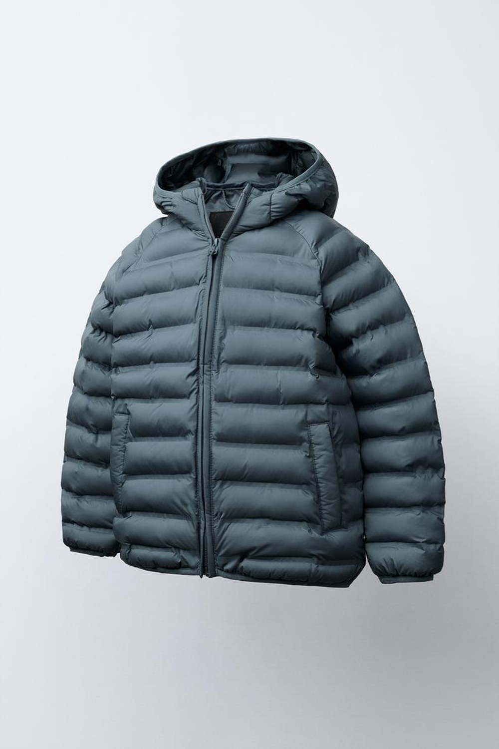 ZARA УЛЬТРАЛЕГКАЯ НЕПРОМОКАЕМАЯ КУРТКА, СЕРО-СИНИЙ