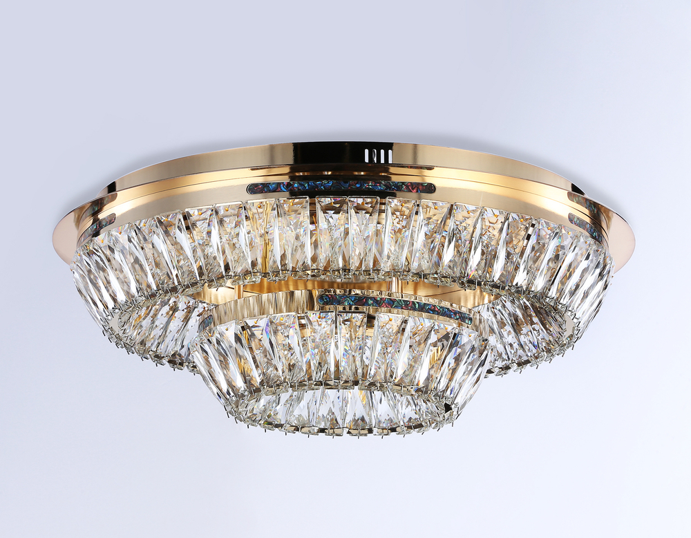 Потолочная светодиодная люстра с хрусталем TR5031 FGD/CL золото/прозрачный 3000K/4200K/6400K 81W D600*207 (Без ПДУ)