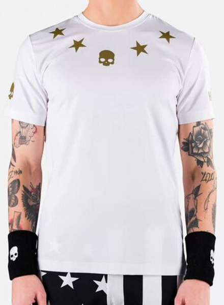 Мужская теннисная футболка Hydrogen Star Tech Tee Man - white/gold