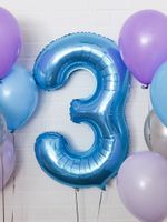 Agura Шар 40" / 102 см "Цифра 3" Голубой (БГ-60)
