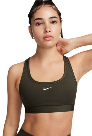 Теннисный бюстгальтер Nike Swoosh Light Support Non-Padded Sports - cargo khaki/white