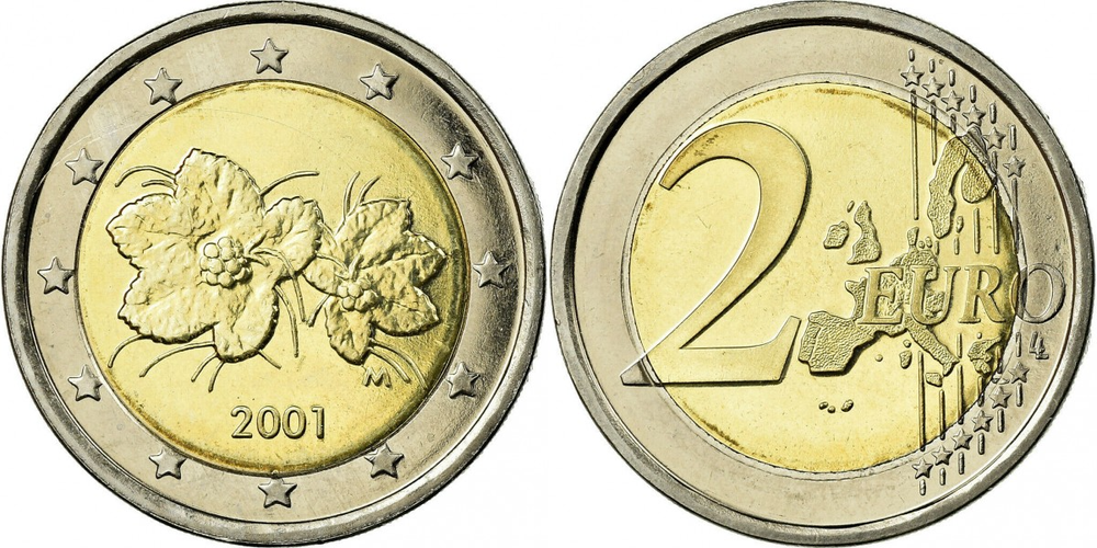 Финляндия 2 евро, 1999-2006 Морошка XF