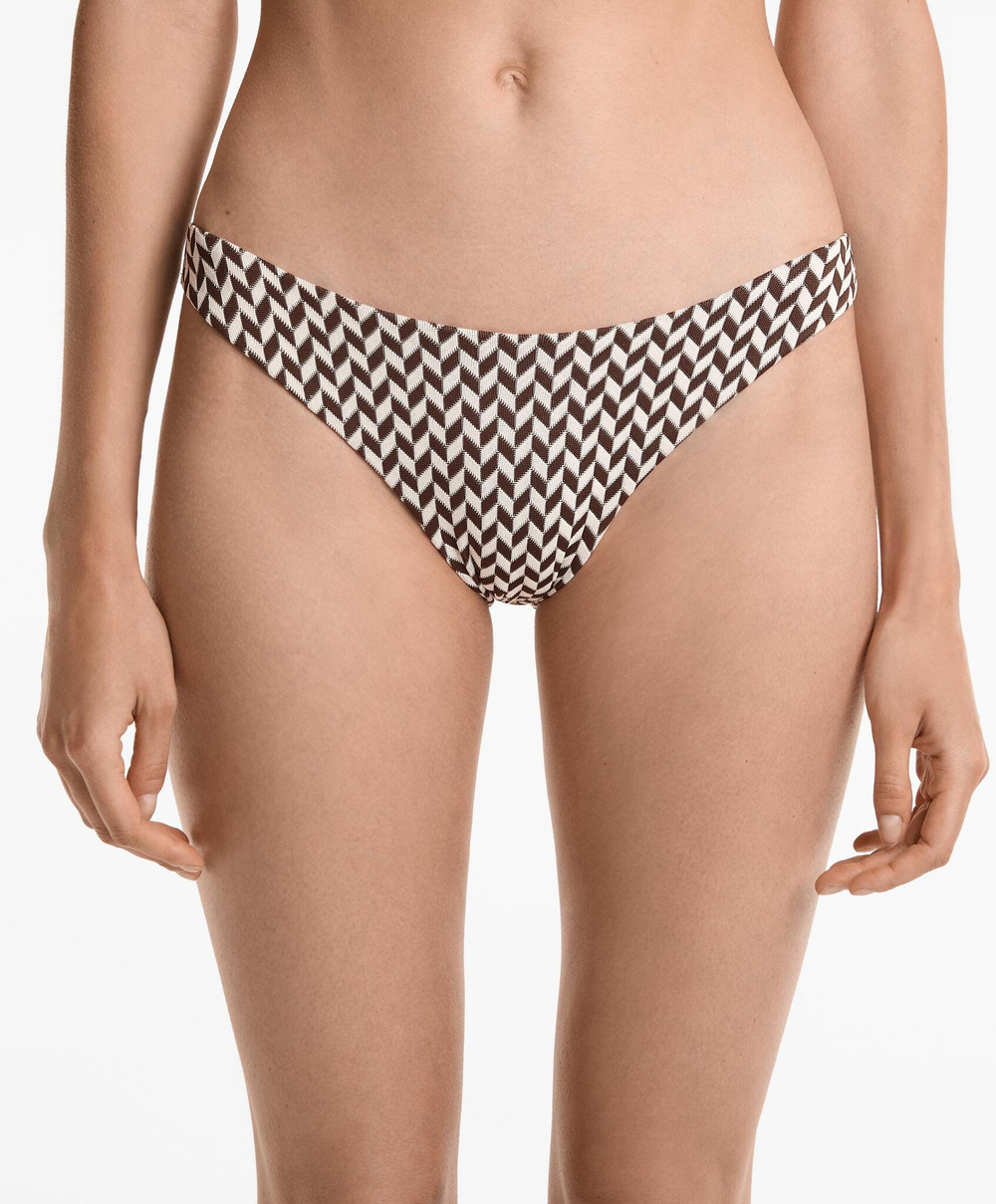 OYSHO Трусы-бикини средней посадки в стиле елочка, темно-коричневый