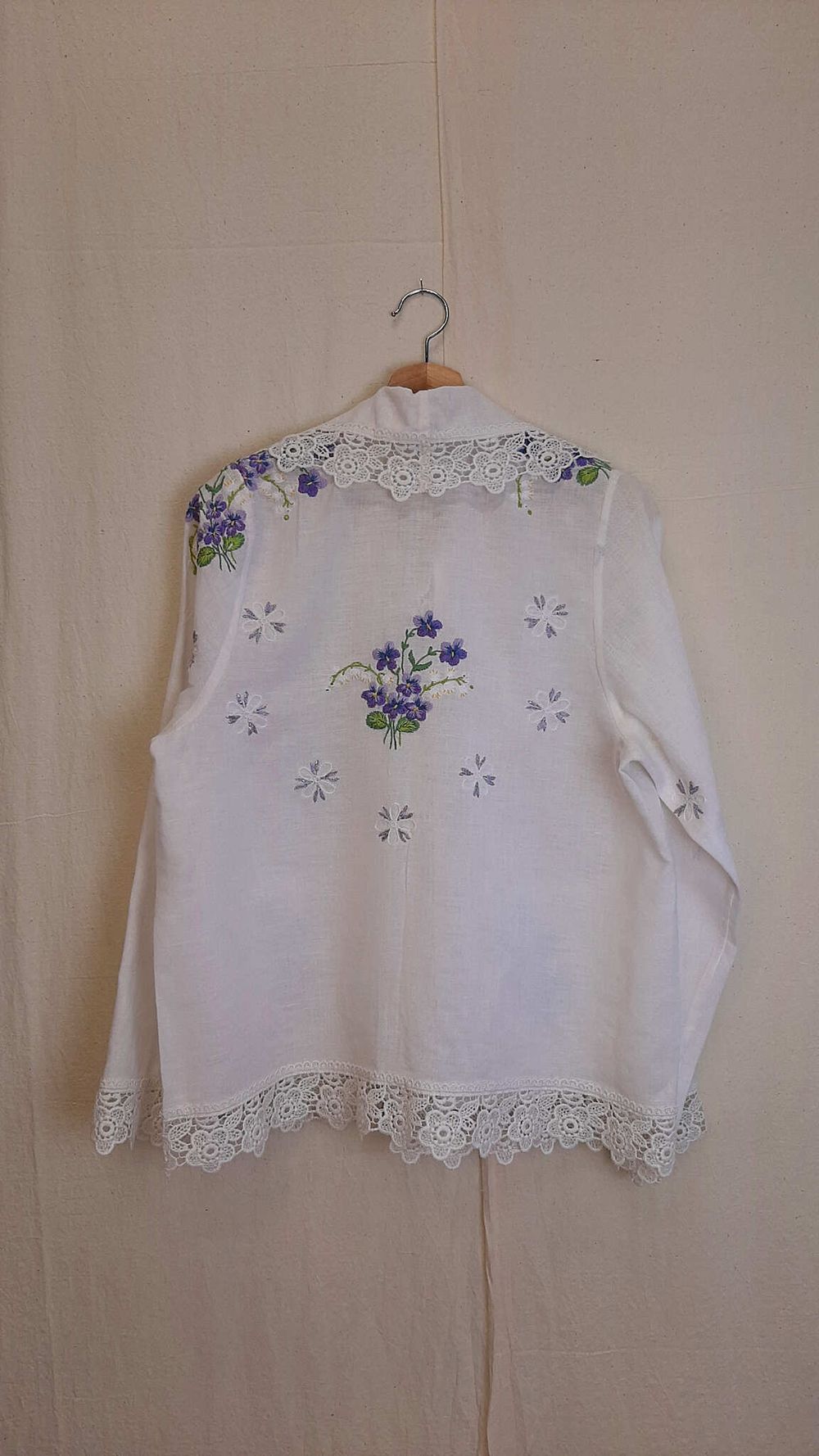 Рубашка Soeurs с Серебряной Нитью/Silver Lace Long Sleeve Shirt белая