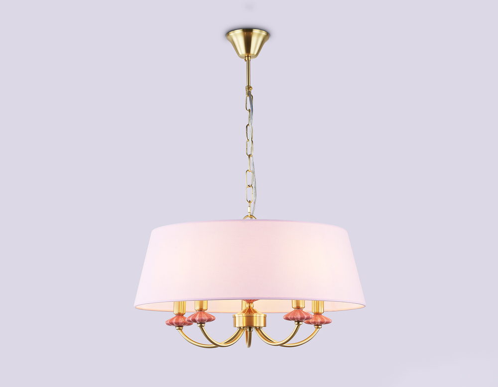 Светильник подвесной LH75021/5 GD/PI золото/розовый E14/5 max 40W D550*730