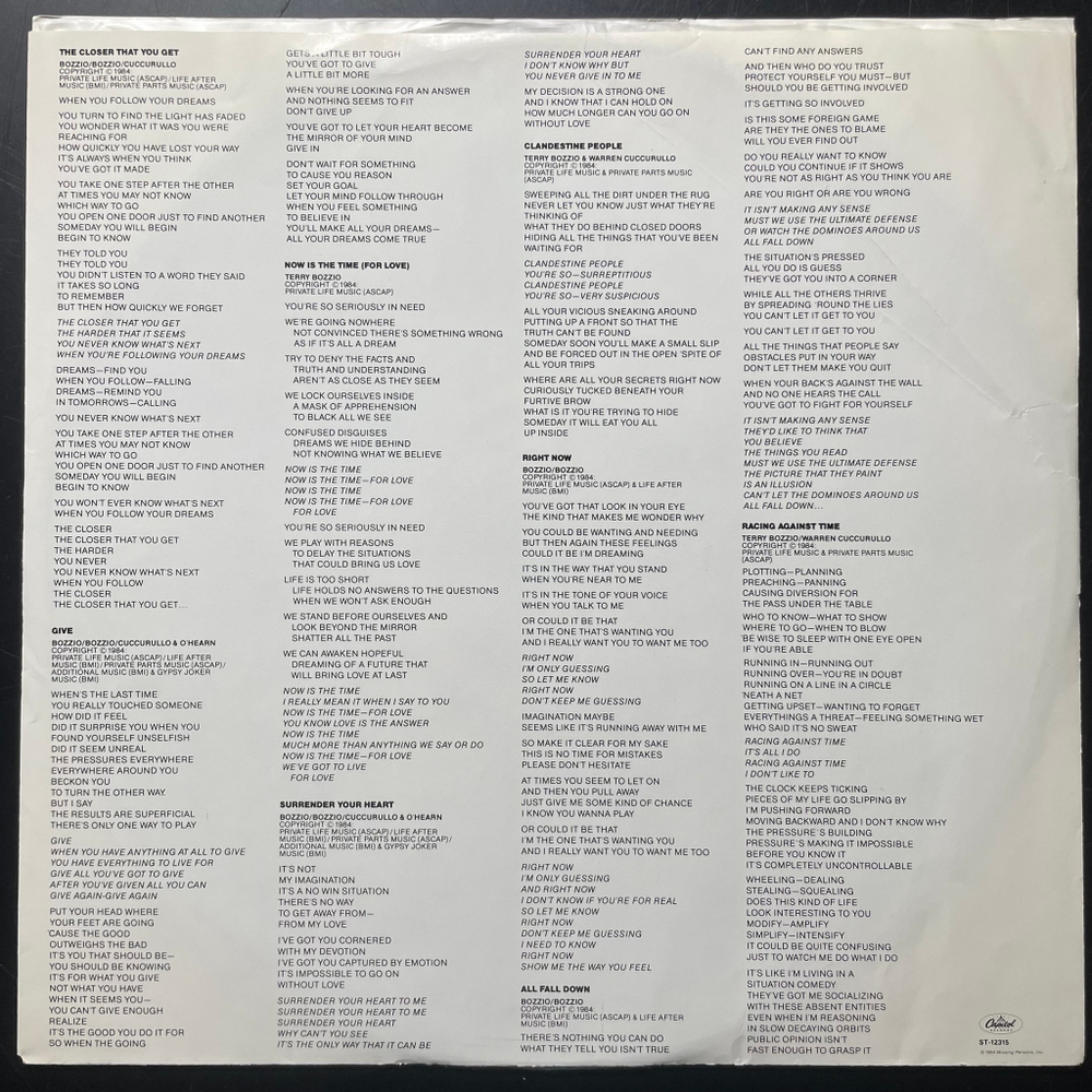 Missing Persons ‎– Rhyme & Reason (США 1984г.)