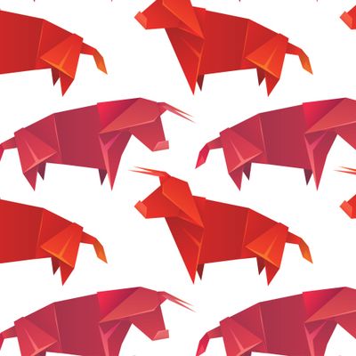 Красные быки оригами