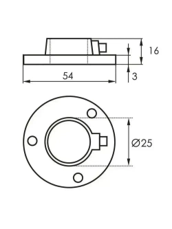 Штангодержатель мебельный для круглой штанги D25 мм, 2 шт., саморезы 6 шт. OTLEX для шкафа и гардероба, боковое крепление, металл, хромированное покрытие