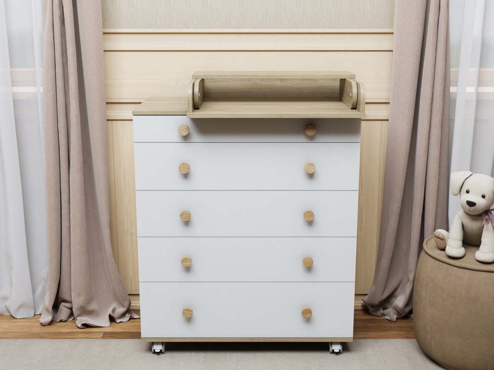 Комод Идеальный с пеленальным столиком цвет белый/дуб