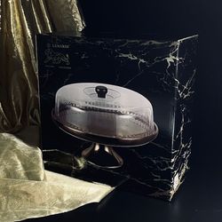 Lenardi 232-004 Тортовница 28,5х26см на ножке с крышкой ВИНТАЖ в под.уп.(х4)Фарфор