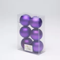 Набор пластиковых шаров Анет 80 мм., фиолетовый матовый, 6 шт., ЕлкиТорг (150311)