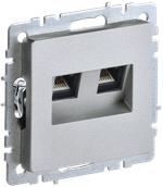 BRITE Розетка двойная RJ11+RJ45 кат.5E РК/Т12-БрА алюминий IEK