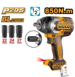 Аккумуляторный бесщеточный ударный гайковерт INGCO CIWLI2085 INDUSTRIAL 20 В 1/2" 850 Нм