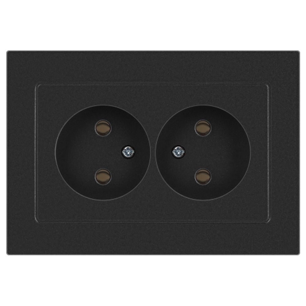 Розетка Intro Accent 6-204-07 двойная 2х2P 16А-250В IP20 СУ AL/CU графит