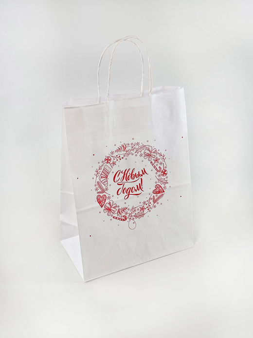 Крафт пакет 260 х 150 х 350 мм "С Новым Годом", 80гр/м2