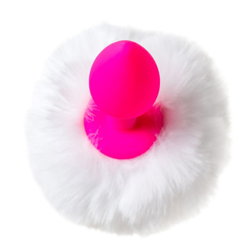 Розовая анальная втулка 13см с белым пушистым хвостиком ToyFa ToDo Sweet Bunny 357015