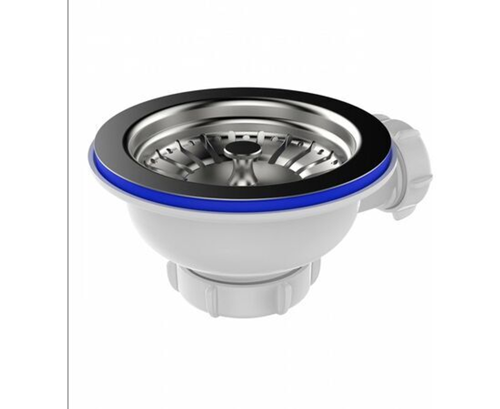 Выпуск для мойки 3 1/2"х40 с металлической решеткой с отводом под перелив (NV250-40-MR)