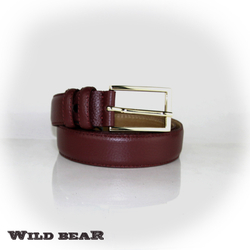 Ремень бордовый 3,5 см из натуральной кожи в подарочном деревянном футляре WILD BEAR RM-015f Vinous Premium