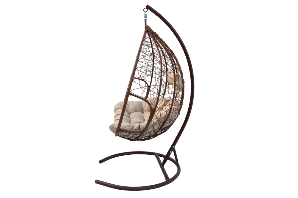 Кресло подвесное двойное Феникс арт.CN3423-МТКОР (стойка+осн.КОРИЧ,корзн.кор..,подуш.беже.3уп. (M))