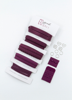 Подборка бельевых резинок слива + застежка для бюстгальтера текстильная