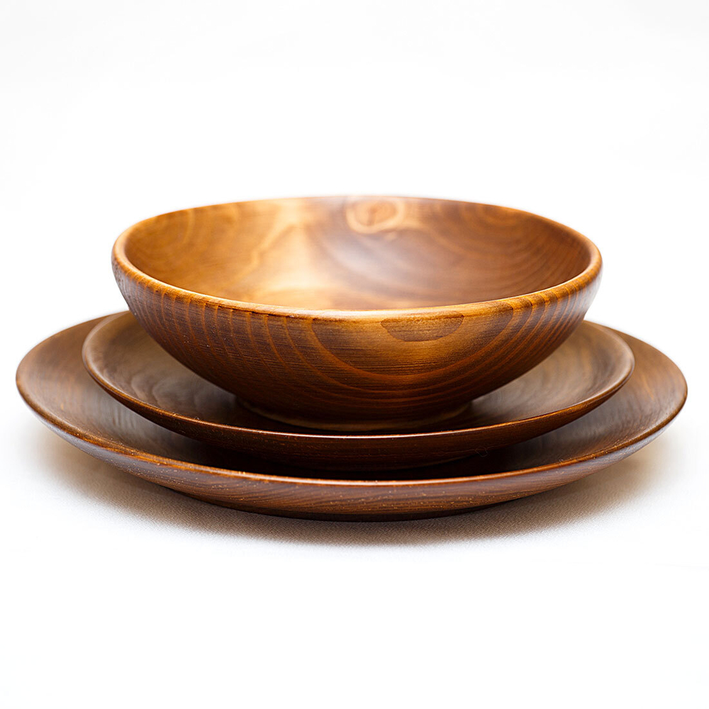 Набор обеденных деревянных тарелок Art of Siberia из сибирской пихты 3 шт. TN32