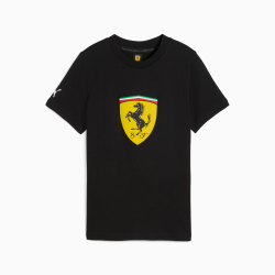 PUMA X SCUDERIA FERRARI ФУТБОЛКА С ЦВЕТНЫМ БОЛЬШИМ ЩИТОМ SPORTSWEAR, ЧЕРНЫЙ