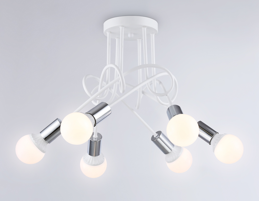 Потолочный светильник в стиле лофт TR80417/5 WH/CH белый/хром E27/5 max 60W D690*370