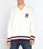 Хлопковый свитер monogram cable cricket Tommy Hilfiger - кремовый (MW0MW27764)