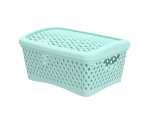 Корзина д/хранения Альт-Пласт Ромбики S 12х19х25,5см с крышкой, мята ПП