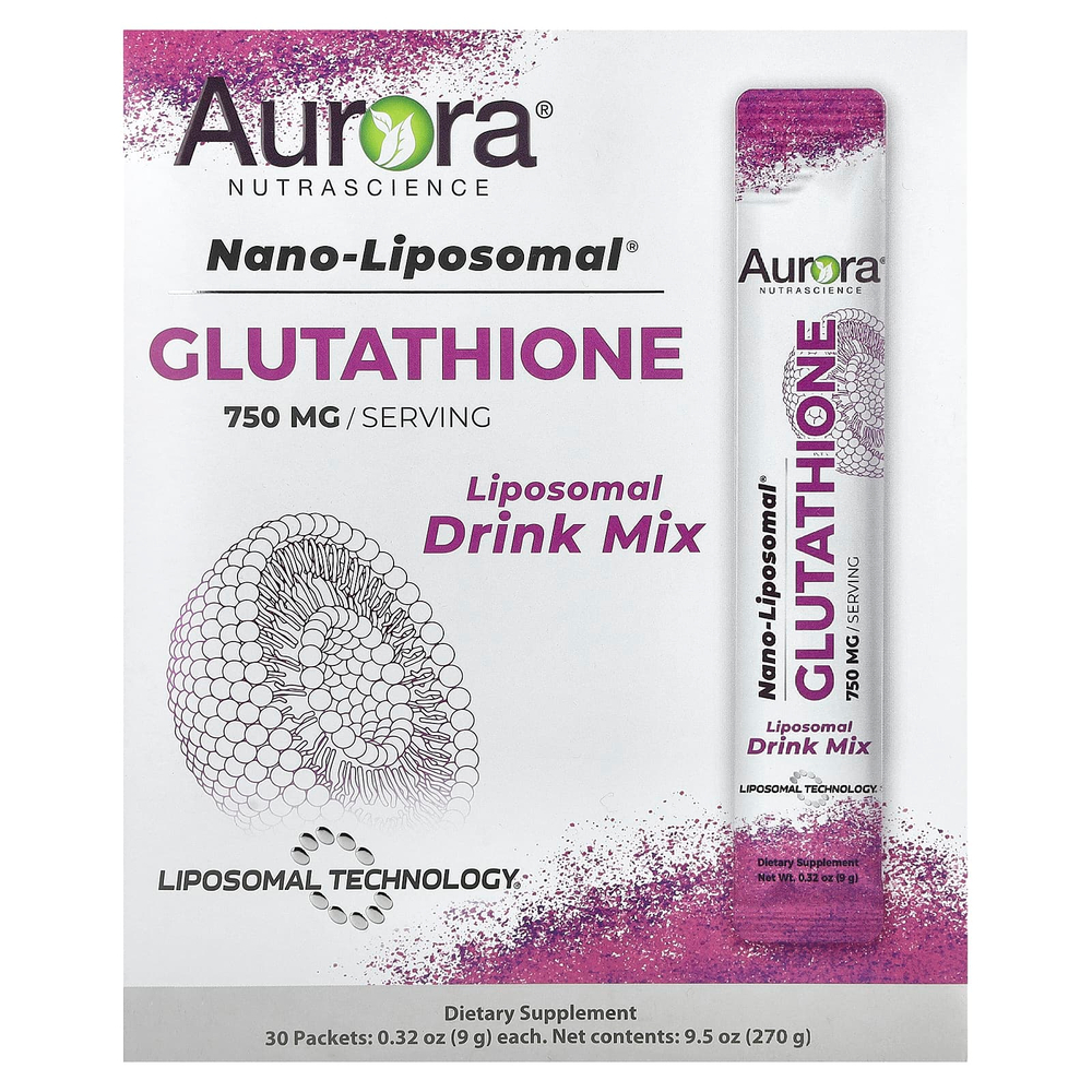 Aurora Nutrascience, Nano-Liposomal®, глутатион, смесь для приготовления липосомальных напитков, 30 пакетиков по 9 г (0,32 унции)
