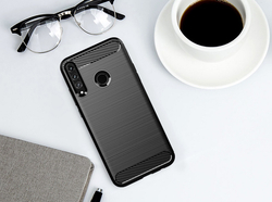 Чехол на телефон Huawei P40 Lite E, серии Carbon (карбон стиль) черный цвет от Caseport