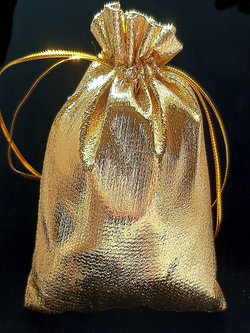 Мешочки парча 12х10 см. Золотистые, 5 штук