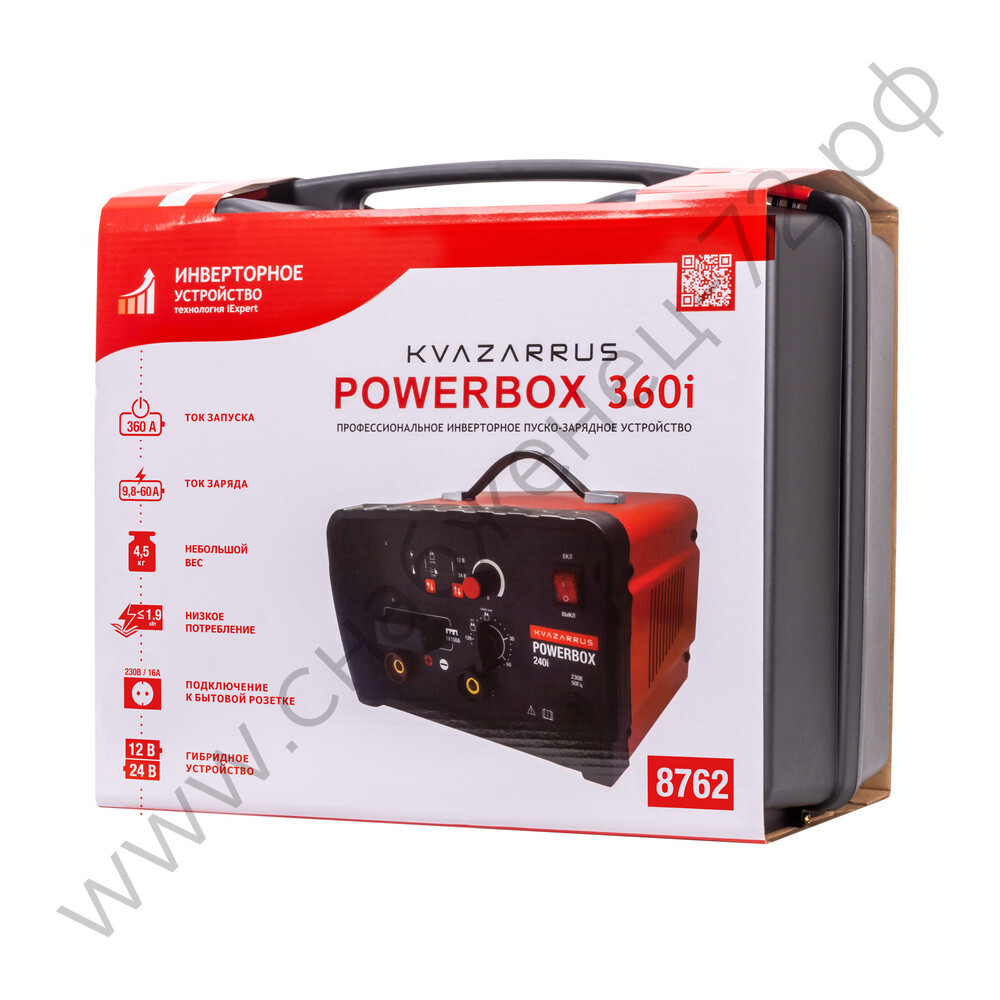 Инверторное пуско-зарядное устройство KVAZARRUS PowerBox 360i, таймер, пластиковый кейс