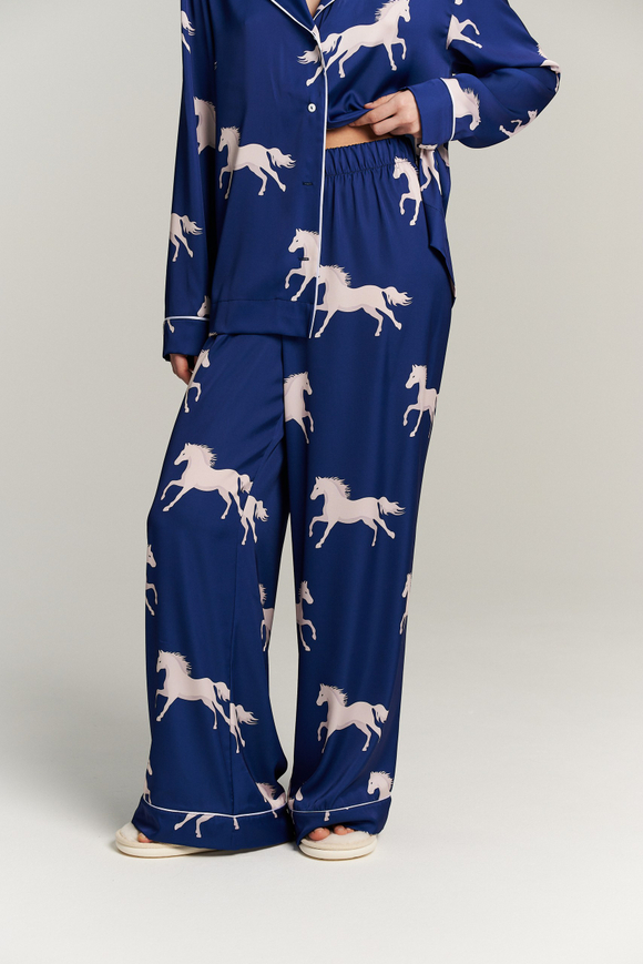 Шелковые брюки с кантом - белые лошади