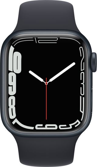 Apple Watch Series 7, 41 мм, корпус из алюминия цвета «тёмная ночь», спортивный ремешок «тёмная ночь»