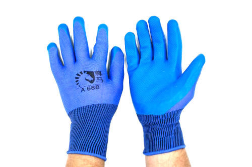 Перчатки нейлоновые Рифленая с латексным покрытием (уп-12шт)