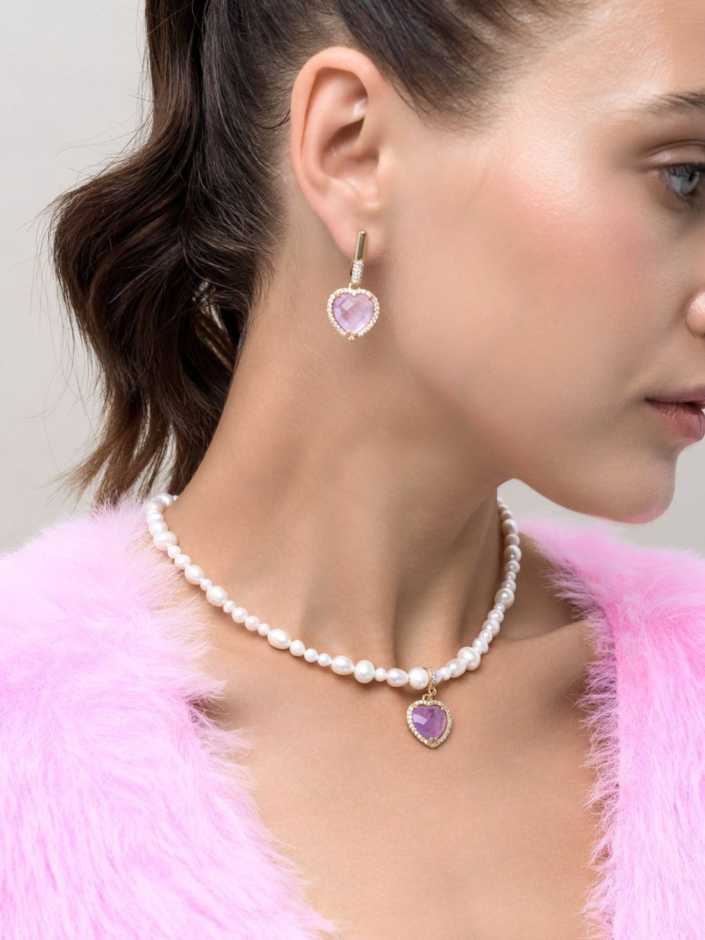 Серьги "Royal Love" Gold c лавандовым аметистом